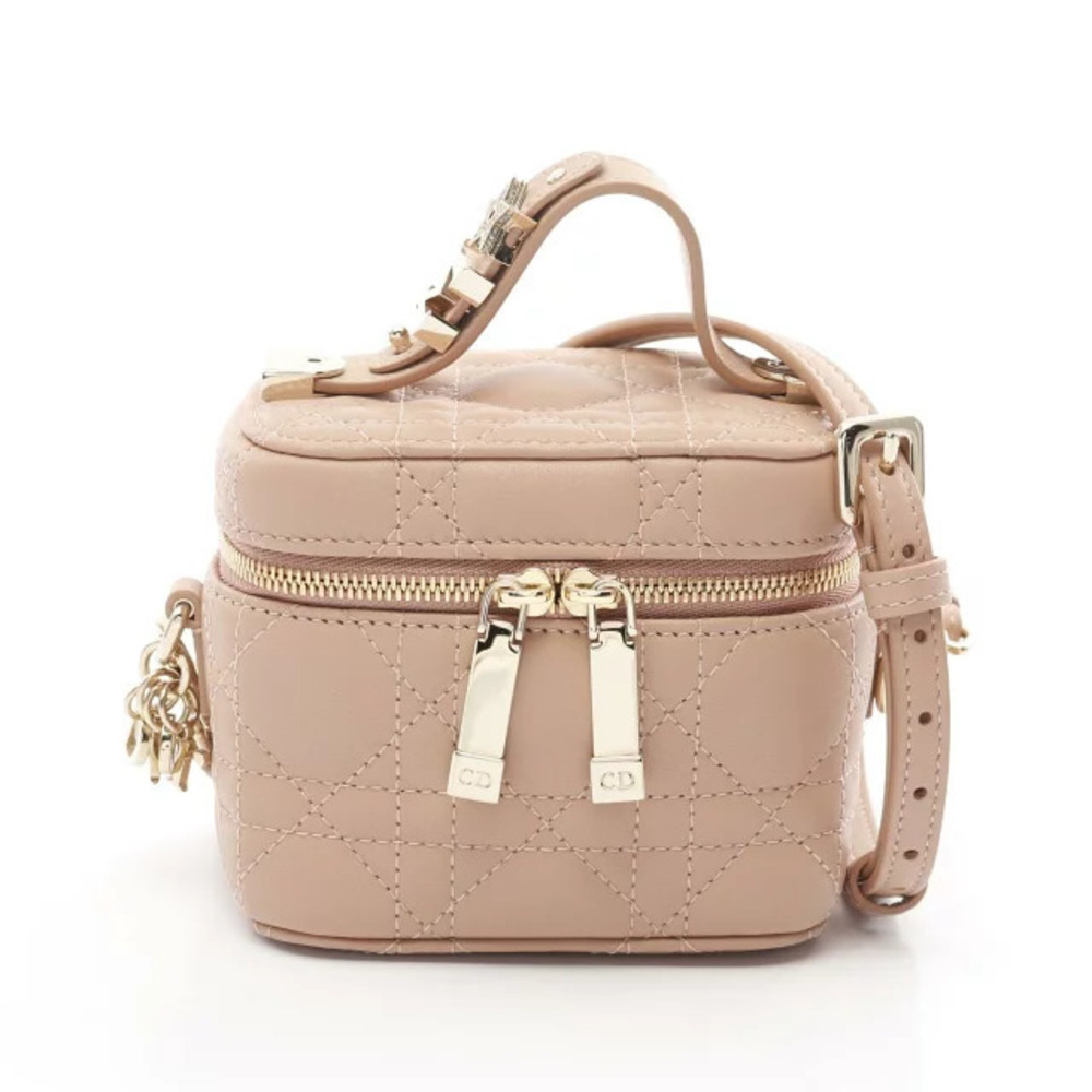 Dior Lady Vanity Cannage Handbag Leather Pink